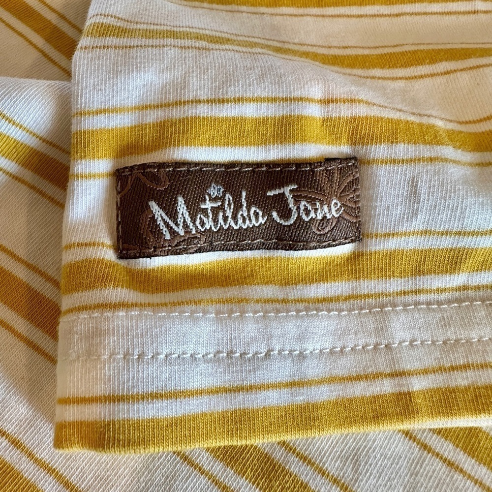MATILDA JANE, WOMENS, STRIPE TOP. MUSTARD & WHITE STRIPE, BOAT NECK. SIZE S - Picture 7 of 7